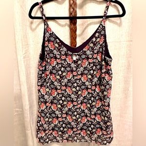 CAbi chiffon spaghetti strap tank - floral - M